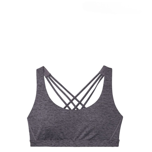 Victoria's Secret Strappy Back Light Impact Sports Bra Black/Tornado Heather - Picture 3 of 3